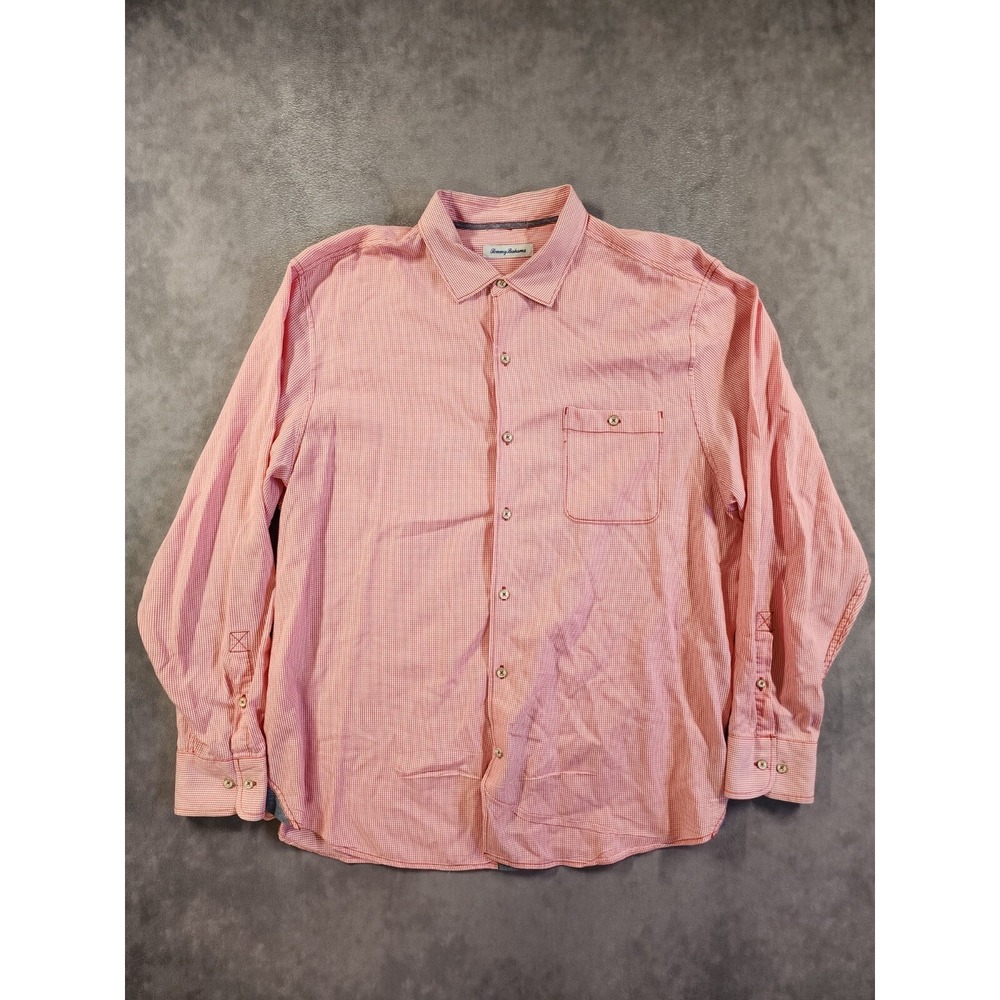 Tommy Bahama Shirt Men's XL Plaid Long Sleeve Button-Up Tencel Lyocell Classic